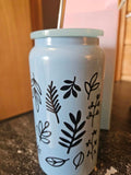 Verre isotherme 20 onces en stainless bleu fleuri