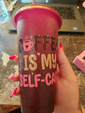 Verre mauve paillette self care
