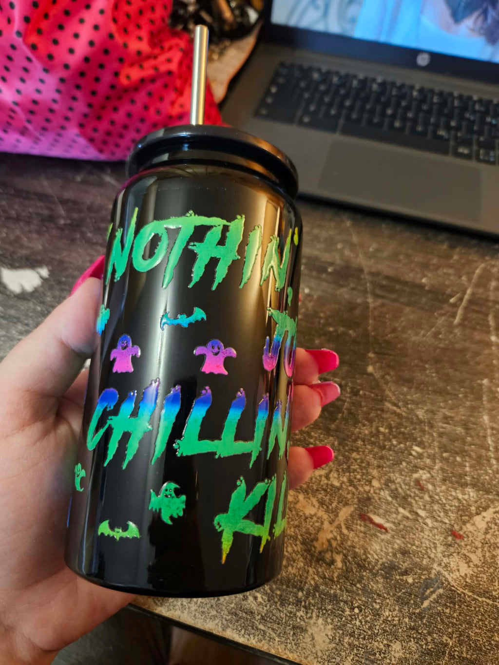 Verre noir isotherme 20 onces en stainless halloween