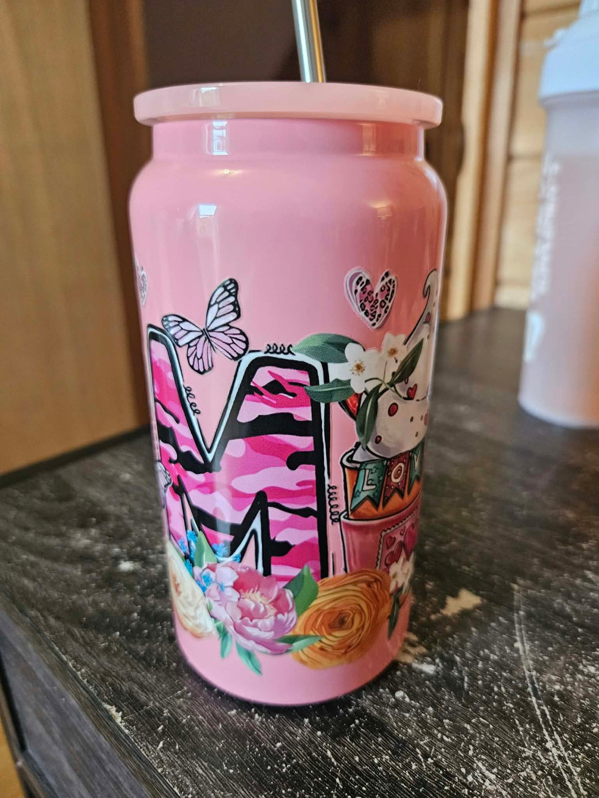 Verre isotherme rose en stainless 20 onces mama