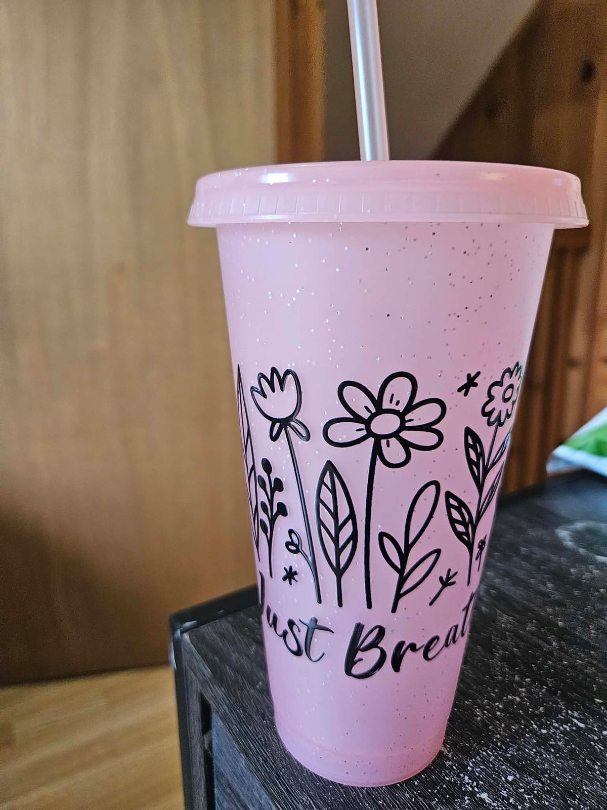 Verre tumbler paillette rose citation inspirante
