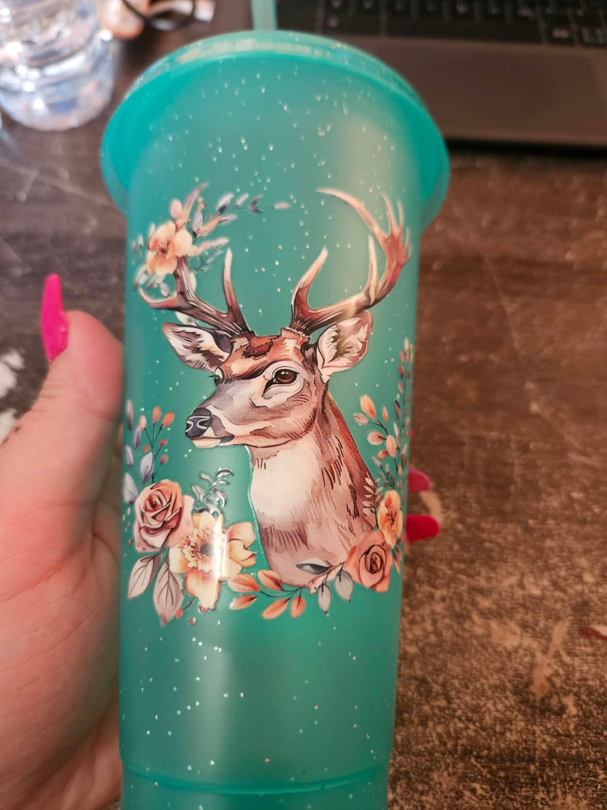 Verre turquoise paillette chasse