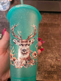 Verre turquoise paillette chasse