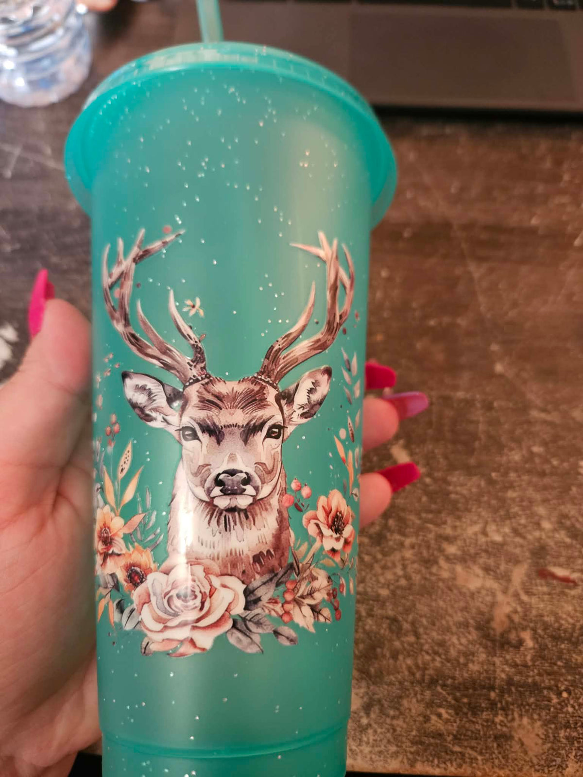 Verre turquoise paillette chasse